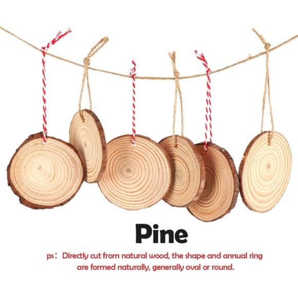 50Pcs Wood Slices 2.4"-2.8" Unfinished Natural Wood Rounds - Picture 3 of 7